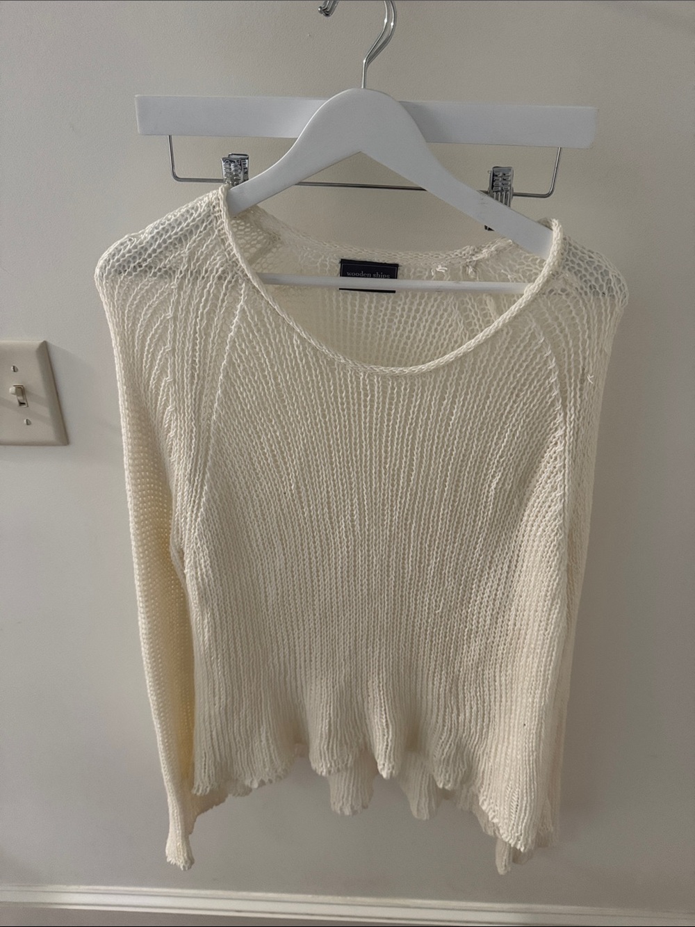 Wooden Ships Cream Open-Knit Scoop Neck Sweater